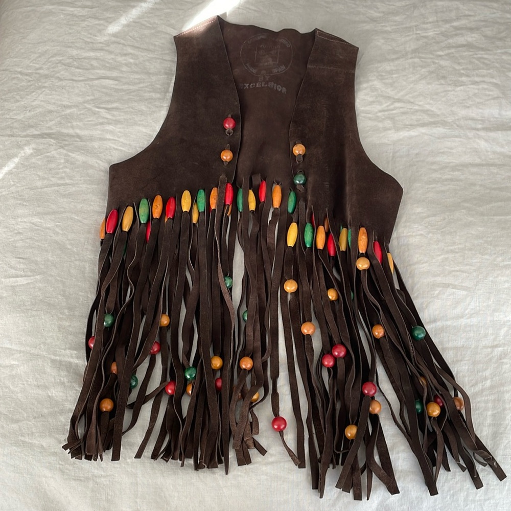 Excelsior vintage suede beaded vest
